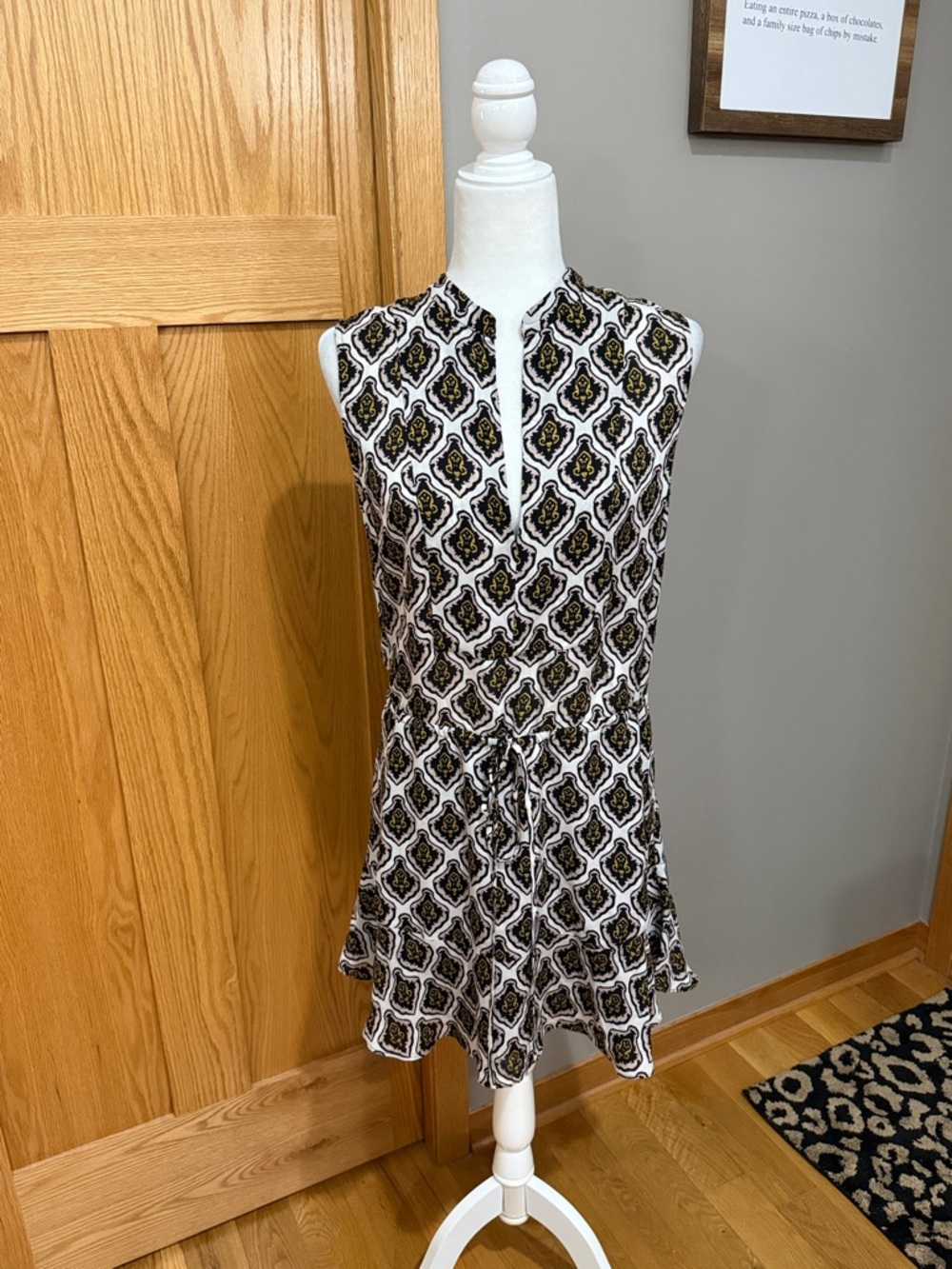 A.L.C. Black and White Printed Midi Dress